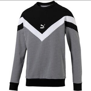PUMA Men's Trend MCS Crewneck Sweatshirt Cotton Black/Houndstooth Sz S